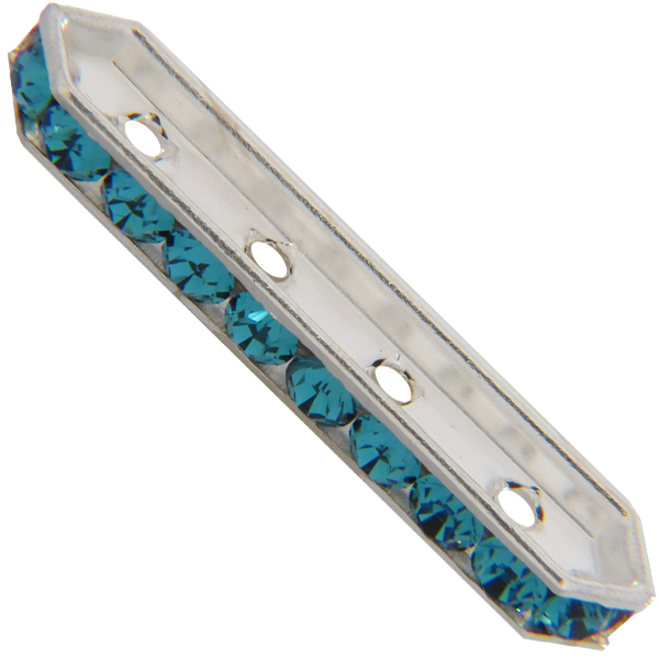Dreamtime Crystal DC 77725 Rondelle Spacer Bars 4 Hole Indicolite/Silver