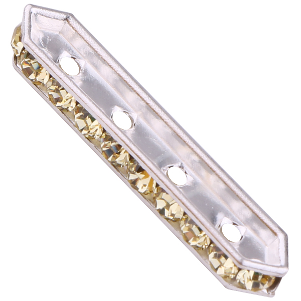 Dreamtime Crystal DC 77725 Rondelle Spacer Bars 4 Hole Jonquil/Silver