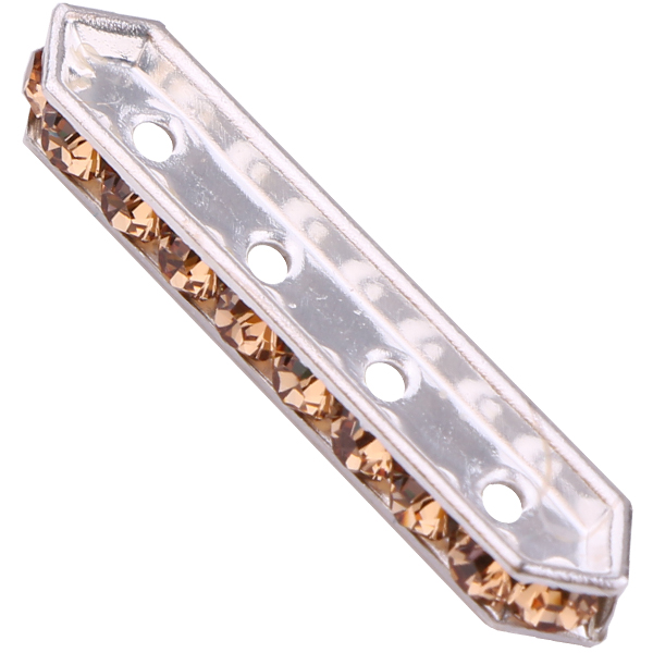 Dreamtime Crystal DC 77725 Rondelle Spacer Bars 4 Hole Light Colorado Topaz/Silver