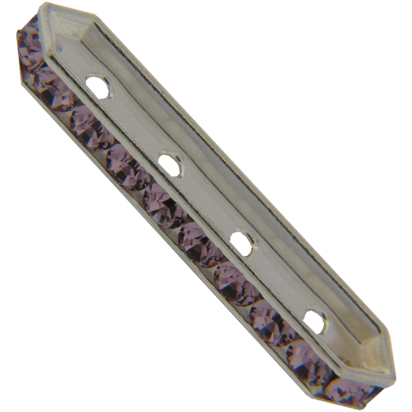Dreamtime Crystal DC 77725 Rondelle Spacer Bars 4 Hole Light Amethyst/Silver