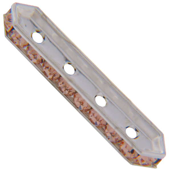 Dreamtime Crystal DC 77725 Rondelle Spacer Bars 4 Hole Light Peach/Silver