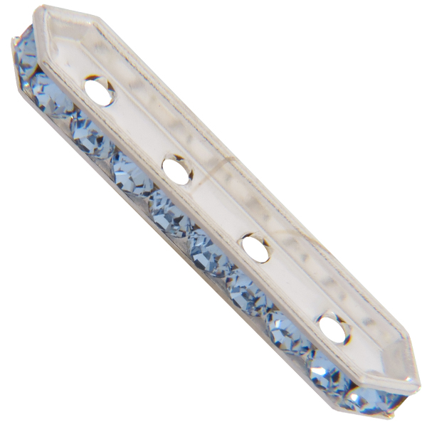 Dreamtime Crystal DC 77725 Rondelle Spacer Bars 4 Hole Light Sapphire/Silver