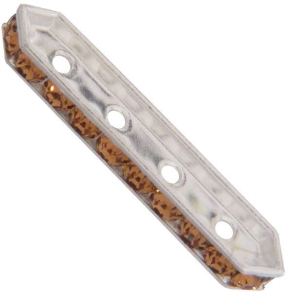 Dreamtime Crystal DC 77725 Rondelle Spacer Bars 4 Hole Light Smoked Topaz/Silver