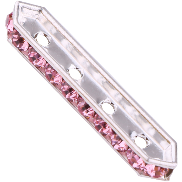 Dreamtime Crystal DC 77725 Rondelle Spacer Bars 4 Hole Light Rose/Silver