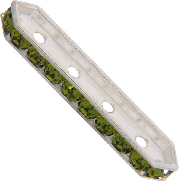 Dreamtime Crystal DC 77725 Rondelle Spacer Bars 4 Hole Olivine/Silver