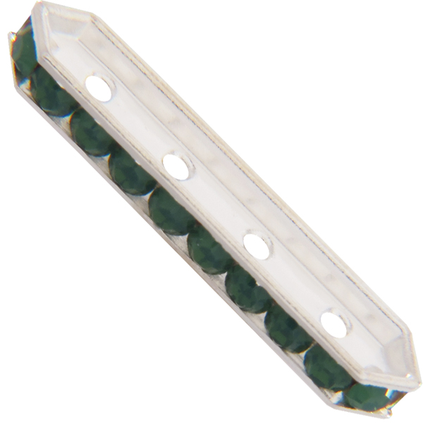Dreamtime Crystal DC 77725 Rondelle Spacer Bars 4 Hole Palace Green Opal/Silver