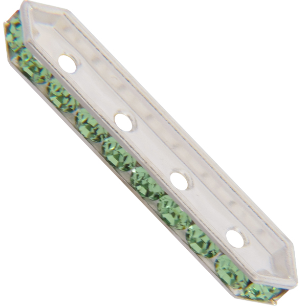 Dreamtime Crystal DC 77725 Rondelle Spacer Bars 4 Hole Peridot/Silver