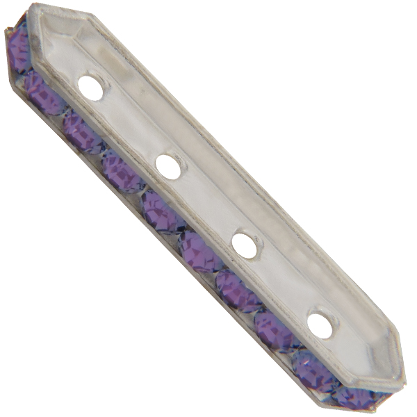 Dreamtime Crystal DC 77725 Rondelle Spacer Bars 4 Hole Purple Velvet/Silver