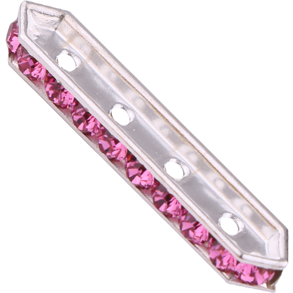 Dreamtime Crystal DC 77725 Rondelle Spacer Bars 4 Hole Rose/Silver