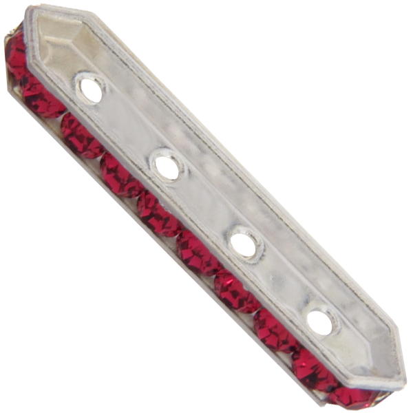 Dreamtime Crystal DC 77725 Rondelle Spacer Bars 4 Hole Ruby/Silver