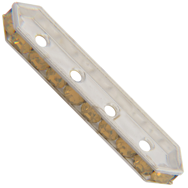 Dreamtime Crystal DC 77725 Rondelle Spacer Bars 4 Hole Sand Opal/Silver