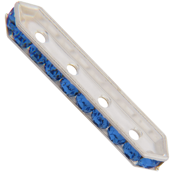 Dreamtime Crystal DC 77725 Rondelle Spacer Bars 4 Hole Sapphire/Silver