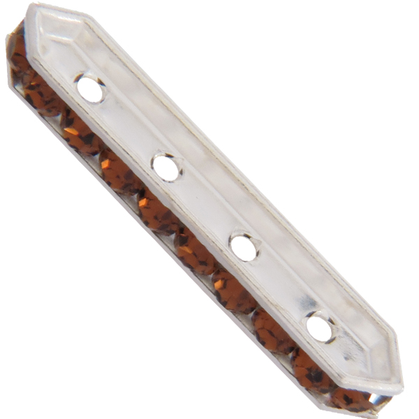 Dreamtime Crystal DC 77725 Rondelle Spacer Bars 4 Hole Smoked Topaz/Silver