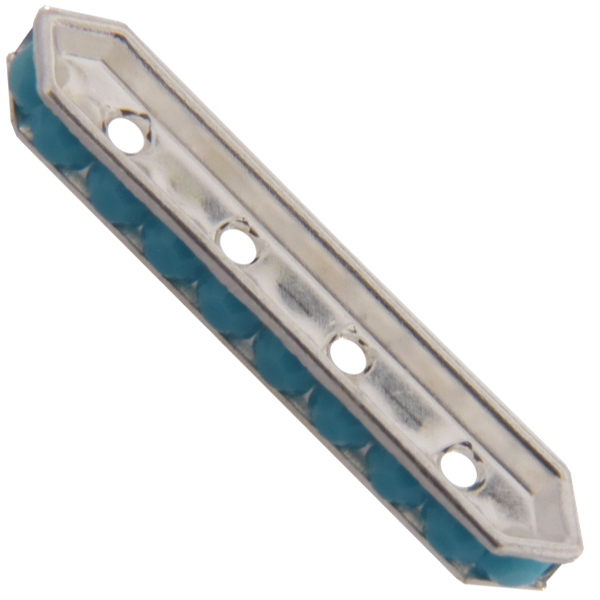 Dreamtime Crystal DC 77725 Rondelle Spacer Bars 4 Hole Turquoise/Silver
