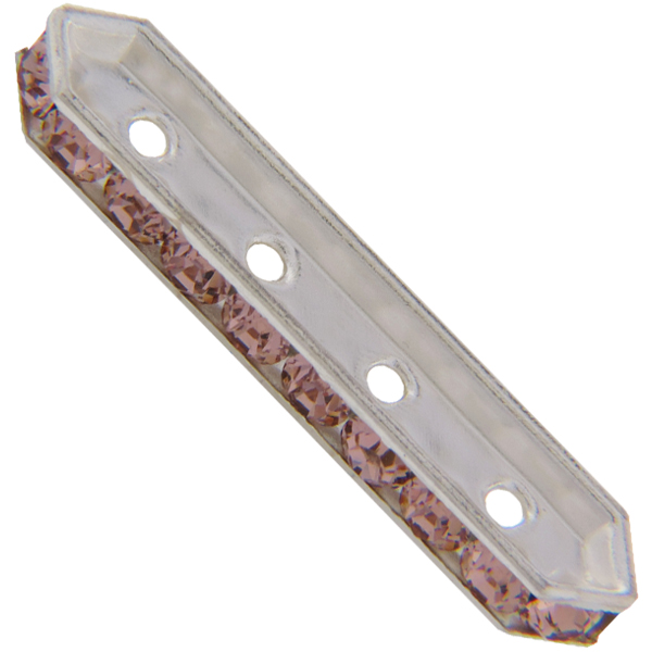 Dreamtime Crystal DC 77725 Rondelle Spacer Bars 4 Hole Vintage Rose/Silver