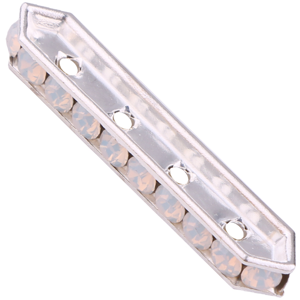 Dreamtime Crystal DC 77725 Rondelle Spacer Bars 4 Hole White Opal/Silver