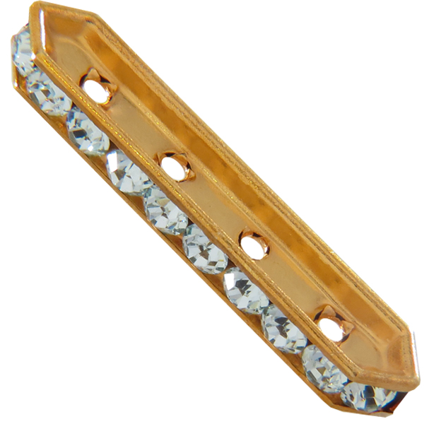 Dreamtime Crystal DC 77725 Rondelle Spacer Bars 4 Hole Light Azore/Gold