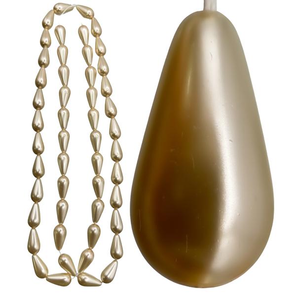 Preciosa Pearshape Pearl 131 50 011 One Hole Bead, Cream,15x8 mm