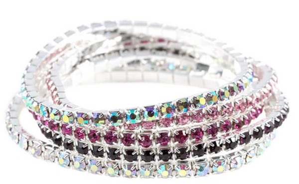 Pink-errific Rhinestone Buncher Bracelets