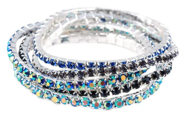 Caribbean Sea Rhinestone Buncher Bracelets