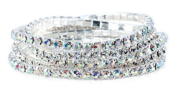 Aurora Borealis Rhinestone Buncher Bracelets