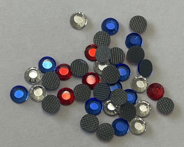 CraftSafe Crystalina Low Lead Hot Fix Rhinestones 4mm Patriotic Mix