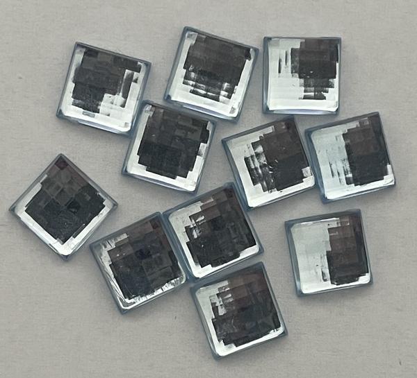 Acrylic Checkerboard Square Rhinestones 10mm Aqua