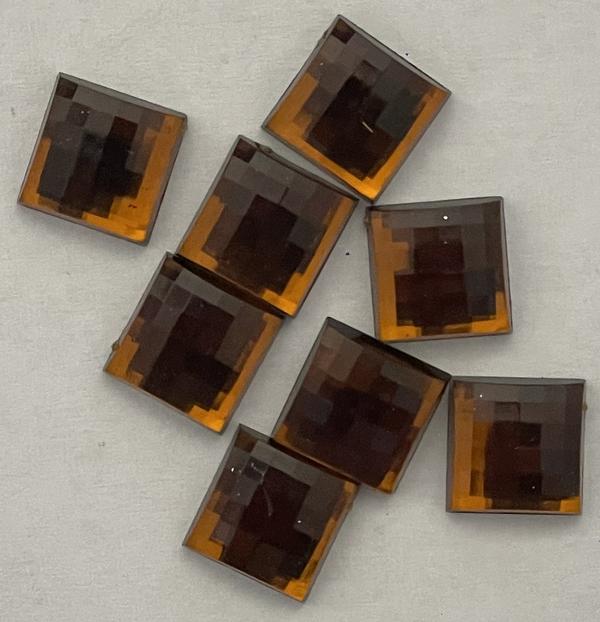 Acrylic Checkerboard Square Rhinestones 10mm Cognac