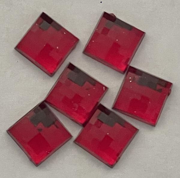 Acrylic Checkerboard Square Rhinestones 10mm Ruby