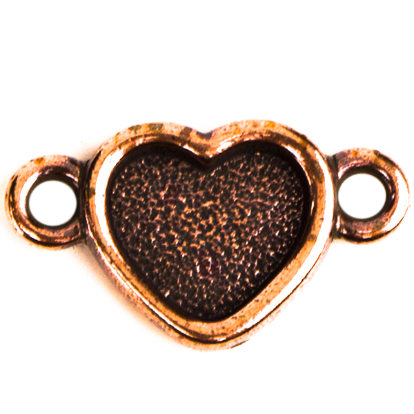 TierraCast® Link, Heart Bezel, Antique Copper plated