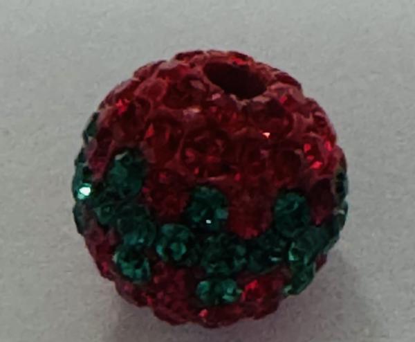 Round Pave Bead with 2.0mm hole, Alora Crystals Light Siam/Emerald 8 mm