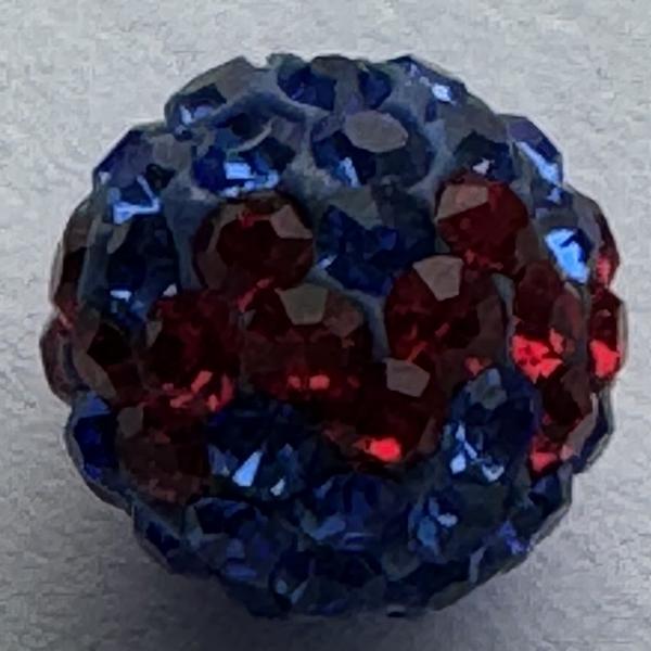 Round Pave Bead with 2.0mm hole, Alora Crystals Sapphire/Light Siam 8 mm