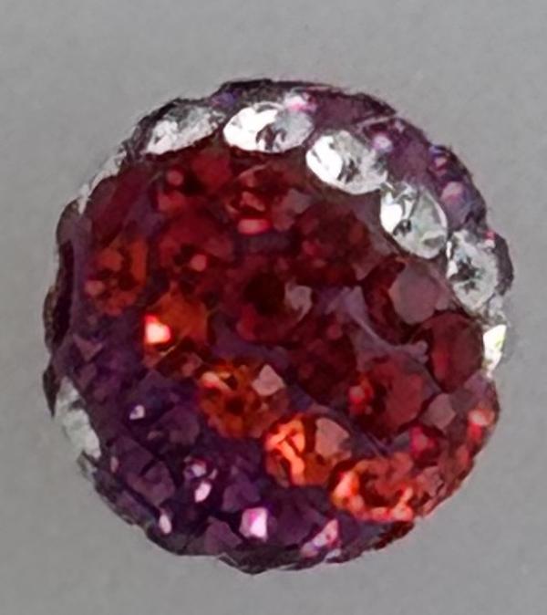 Round Pave Bead with 2.0mm hole, Alora Crystals Siam/Crystal/Fuchsia/Hyacinth 8 mm
