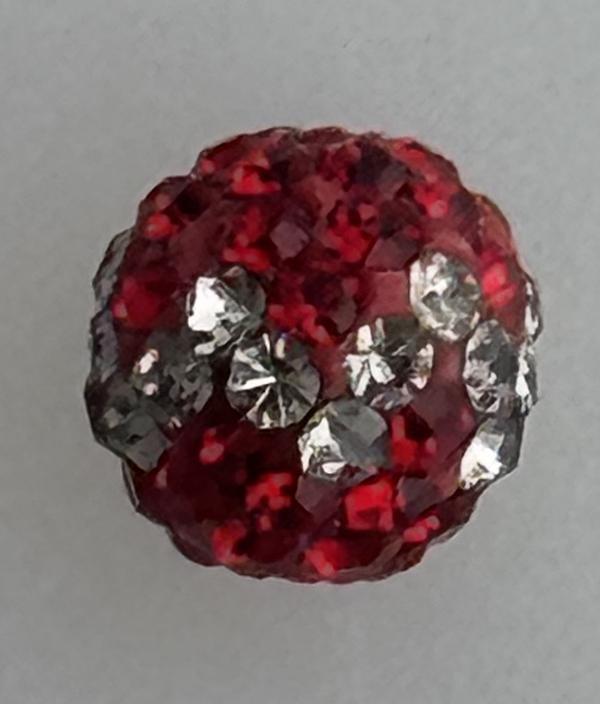 Round Pave Bead with 2.0mm hole, Alora Crystals Light Siam/Black Diamond 8 mm