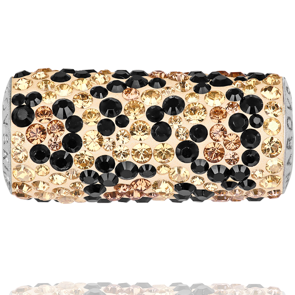 Swarovski 81974 - Becharmed Pave Leopard Bead Jet, Lt Colorado Topaz, Lt Smoked Topaz, Golden Shadow