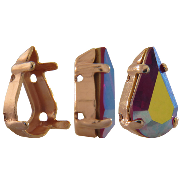 Sew on Setting for Pear Stone 4300, 4300/2 and 4328 13 x 7.8 mm Rose Gold