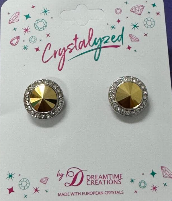 Crystalyzed with Dreamtime Crystal Stud Earrings for Dance Crystal Aurum/Crystal 13mm