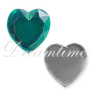 Acrylic Flatback Rhinestones Heart Shaped 15mm Emerald