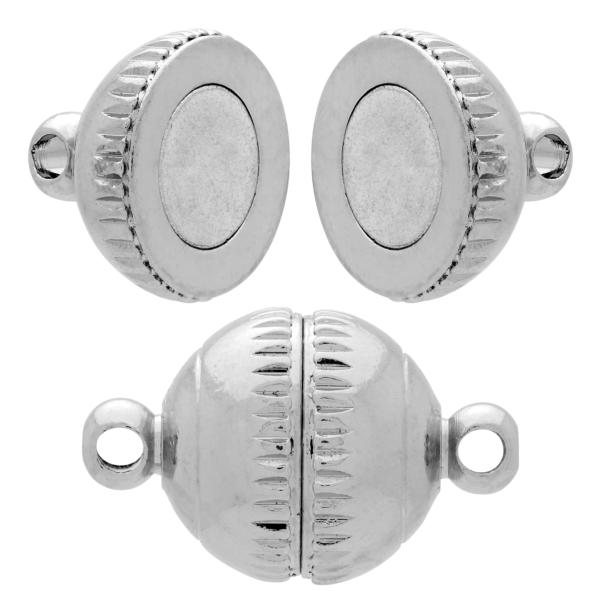 Rhodium Round Magnetic Clasp, 10mm, 1 piece