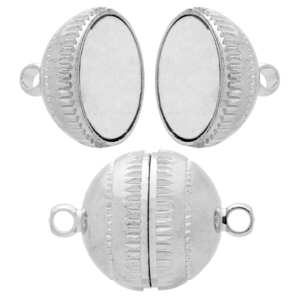 Rhodium Round Magnetic Clasp, 16mm, 1 piece
