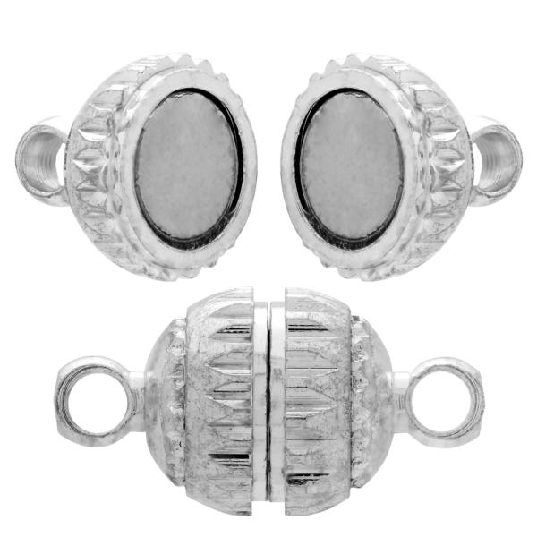Shiny Silver Magnetic Clasp, 6mm, 1 piece