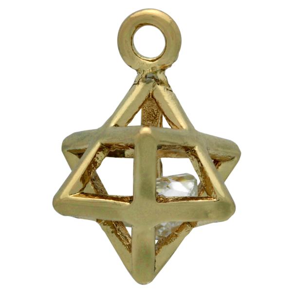 Gold Plated Caged Rhinestone Charm 10x10MM