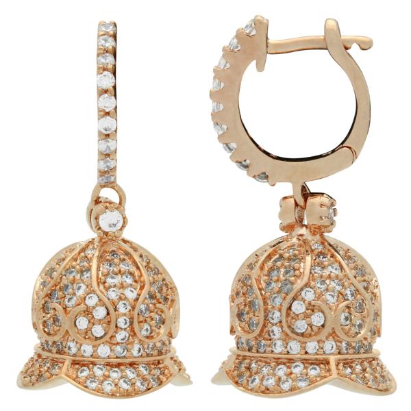 Rose Gold Plated Pave Earrings 26x13MM