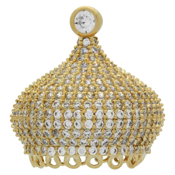 Gold Plated Pave Dome-Shape Pendant 22x21MM