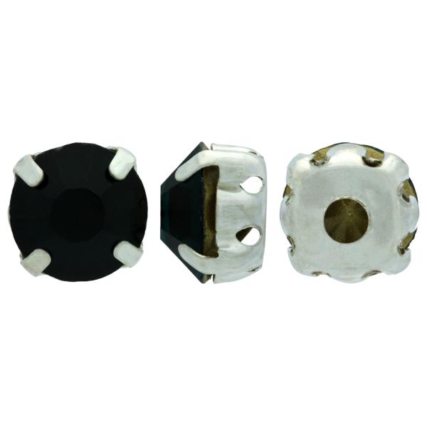 Sew On Rhinestones (in Settings) Chaton Montees SS12 Emerald/Silver