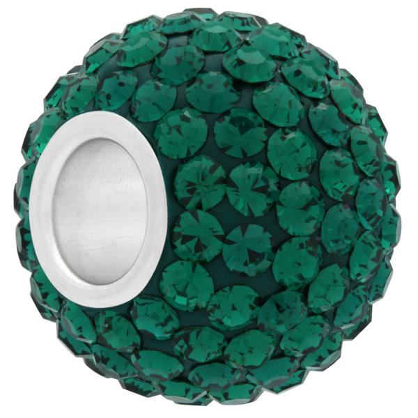XL Large Hole Pave Bead with 12 mm wide Sterling Silver Core, Alora Crystals Emerald 15 mm