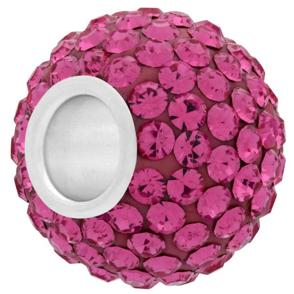 XL Large Hole Pave Bead with 12 mm wide Sterling Silver Core, Alora Crystals Rose 15 mm