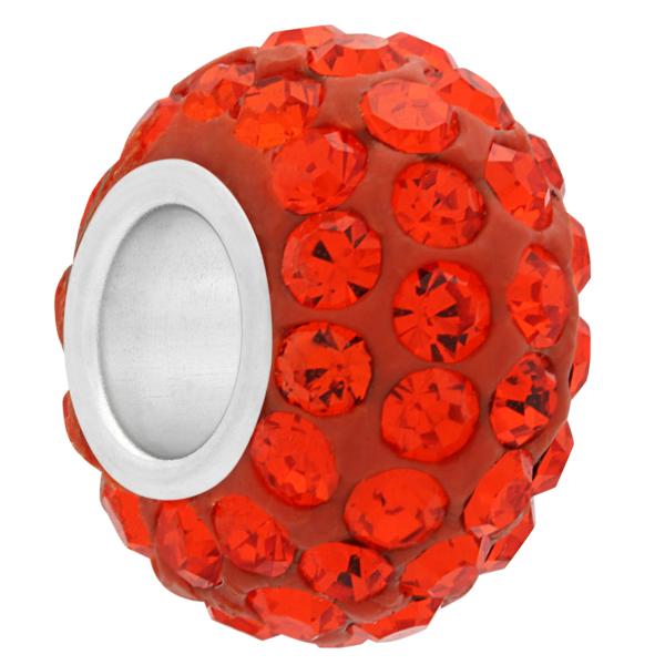 Small Large Hole Pave Bead with 6 mm wide Sterling Silver Core Hyacinth 9 mm