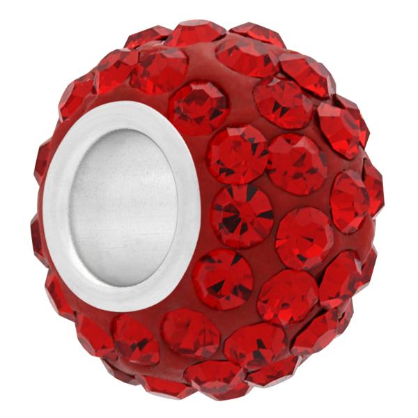 Small Large Hole Pave Bead with 6 mm wide Sterling Silver Core Light Siam 9 mm