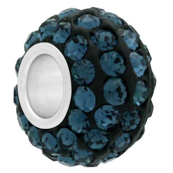 Small Large Hole Pave Bead with 6 mm wide Sterling Silver Core Montana 9 mm